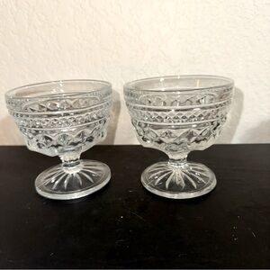 VTG 2Anchor Hocking‎ WEXFORD Diamond Pattern Glass Footed Sherbet Ice Cream Cups